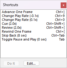 Custom shortcuts window